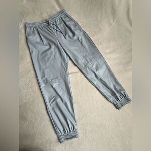 ZARA | Faux Leather Baby Blue Jogger Pants